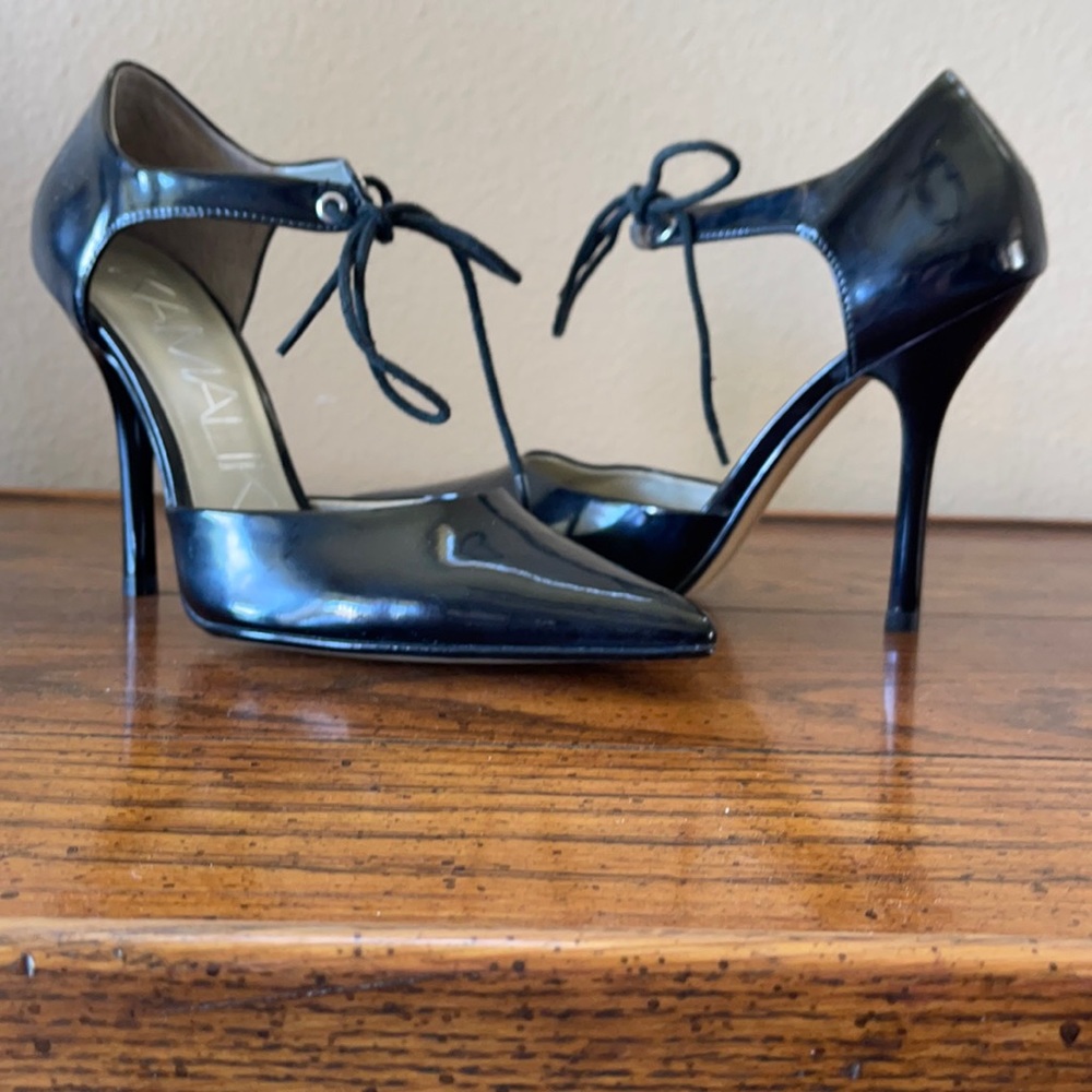 Black patent leather heels